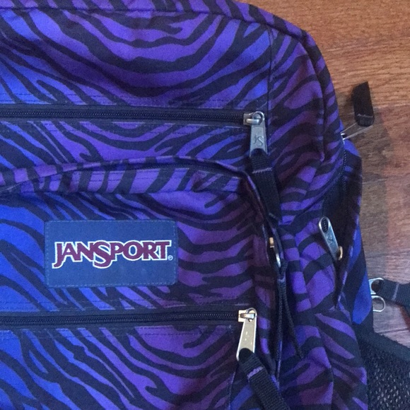 Jansport Purple, Black & Blue Print Backpack - Picture 2 of 6